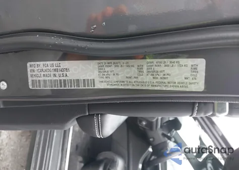 2021 Jeep Grand Cherokee L Overland 4X4 из США, поврежденный, VIN 1C4RJKDG1M8143781